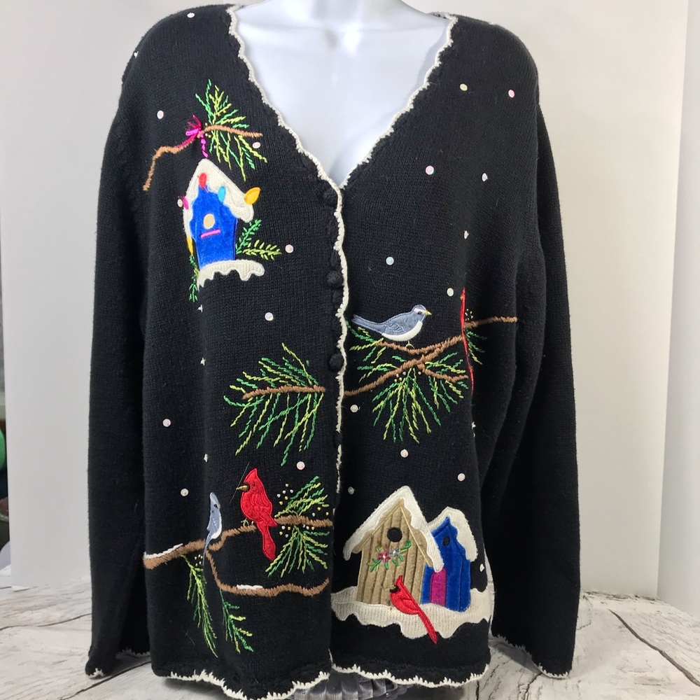 Studio Joy Black Vneck Cardigan Sz XL Winter